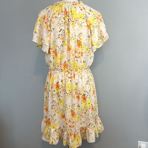 Lauren Conrad Floral Spring Ruffle Midi Short Sleeve V Neck Church Easter Dress - Picture 5 of 7